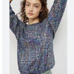 Anthropologie Eva Franco Women's Jackson Shimmer Boxy Crop Sweatshirt Top Sz XS Photo 0