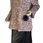 CACHET TAUPE & BLACK CRINKLED COCKTAIL TOP W/SEQUINS AND BLACK ROSETTE (3X) Brown Photo 0
