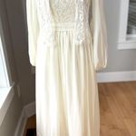 Vintage 70s Ivory Cream Montgomery Ward Wedding Prom Dress Lace Cardigan Sz 5/6 Photo 0