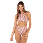 Hurley  Pink Orange Sunset Stripe High Neck Bikini Set, XS NWOT Photo 7