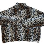 Forever 21 Leopard Cheetah Teddy Zip Up Jacket Black Brown Medium Photo 0