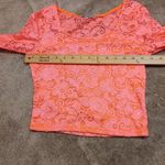 Charlotte Russe Size Medium Neon Pink Cropped Lace Top Going Out Festival Rave Photo 4