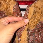 Boston Proper  Tweed Blazer Brown & Red Suit Jacket w/ Tan Floral Trim Photo 2