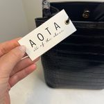 Aota Elena Bucket Bag Black Vegan Leather Crocodile Embossed Photo 4