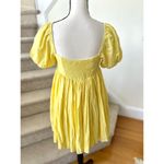 Mable Butter Yellow Linen Blend Square Neck Puff Sleeve Mini Dress Size L Photo 3