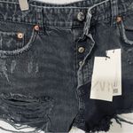 ZARA New Black High Waisted Bohemian Distressed Ripped Shorts 100% Cotton Size 8 Photo 10
