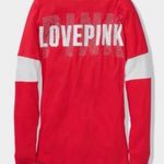 PINK - Victoria's Secret Victoria's Secret PINK red and white Bling Rhinestone Varsity Long Sleeve Tee M Photo 0