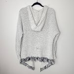 Free People  Love Me Tender Knit Hooded Cardigan Fringe Hem Open‎ Front Small Photo 4