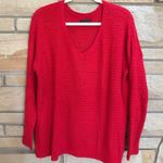American Eagle outfitters Red V Neck Tight Knit Sweater Long Sleeve Xmas large Photo 9