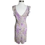 American Vintage VTG La Belle Midi Dress Size 9 Purple Paisley V Neck Flutter Sleeve Fairy Photo 6
