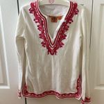 Tory Burch Siri White Tunic with Pink and Red Photo 1