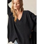 Free People  Orion Charcoal Gray A-Line Tunic Oversized Sweater XS Photo 8