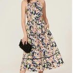 Something Navy Floral Cutout Sleeveless A-Line Midi Dress Size Small Photo 2