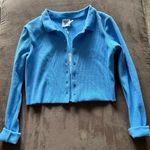 Princess Polly Blue Button Down Crop Top Photo 0