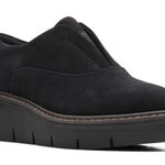 Clarks  Womens Airabell Sky Suede Slip On Wedge Platform Shoes‎ Black Size 8.5 Photo 0