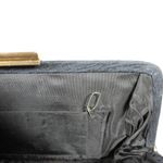Vintage 1960s Navy Slubbed Linen Clutch Gold Lever Closure Textured Fabric Blue Photo 8