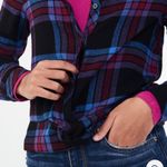 Aeropostale NWT  Purple Blue Long Sleeve Plaid Knot-Front Woven Shirt Flannel Photo 3