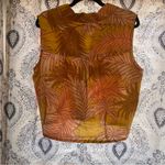 Tahari  Yellow Palm Print Linen Button Front Tank Top Size Large Photo 1