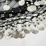 Belly Dancing Silver Embellished Costume Adjustable Tie Waist Belt One Size Black Photo 5