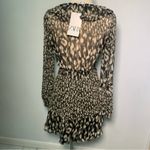 ZARA NWT Animal Print Long Sleeve Dress with ruffle skirt detail size S 8325/311 Photo 1