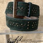 Donald Pliner Belt Dark Green Suede Embellished Gold Metal Studs New NWT $225 Photo 5