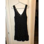 Free People sheer black floral lace mini dress with a beaded v-neck Photo 1