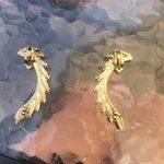 Women's Light Blue and Silver Leaf Climber Earrings Photo 2