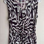 Calvin Klein Deep Purple and White Patterned Blouse Size Medium Photo 0