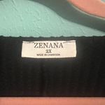 Zenana  Buttoned Long Sleeve Blouse Black Top Vneck Lightweight Waffle Plus Sz 2X Photo 3
