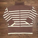 Line and Dot  Brown and Cream Striped Turtleneck Sweater Photo 3