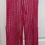 Odiva NWT Crochet Pullover Swimwear Cover Up Pants Size Large in Hot Pink Color Photo 0