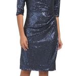 Rene Ruiz Collection Blue sequined ruched Knee Length Event Formal Dress 6 Photo 0