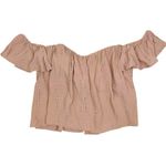 ASTR the Label Amara Off the Shoulder Eyelet Embroidered Crop Top Pink Large Photo 1