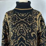 Vintage 80's Pronto Moda Gold Metallic Knit Turtleneck Sweater Women Small‎ Black Photo 2
