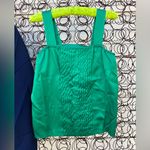 Vintage 80s Mary Kay Navy Blue Green Blazer Slinky Blouse and Tank Set 2P Photo 3