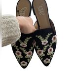 Franco Sarto Black and Pink Embroidered Mules Size 9.5 Photo 1
