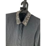 Club Monaco Beaded Collar  Womens Blouse S/P Black Long Sleeve Button-Up Shirt Photo 3