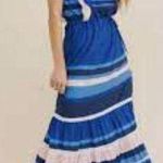 Anthropologie New New  Especia Zelanda Striped Ruffles Tiered Maxi Dress Small Photo 0