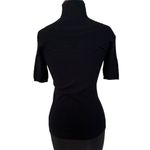 Cache Moc Neck Peek A Boo Pointelle Knit Stretch Top New Black $88 NWT Photo 3