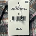 Cotton On NWT  Boyfriend Plaid Shirt Addison Check Pink Grey Size Medium Photo 4