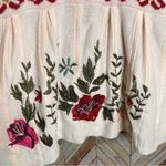 Sahalie Boutique 1 Button Embroidered Floral Cardigan Sweater Cream Women Small Pink Photo 5
