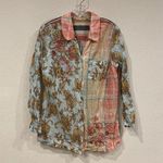 Soft Surroundings Descansa Shirt Womens Large Embroidered Floral Mixed Print Photo 1