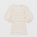 Club Monaco NWT  Ruched Puff Sleeve Top Sz L Photo 3