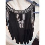 Time and Tru Black Embroidered Cold Shoulder Blouse Dress Large Photo 4