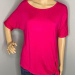 Gyft Short Batwing Sleeve Blouse Hot Pink With Tie on Side in Front Size Small Photo 0