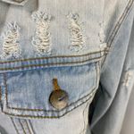 Mono B Light Was Distressed Ripped Denim Jean Jacket Large Blue Photo 8