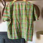 Vintage green plaid smocked button down shirt Size L Photo 2