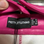 Pretty Little Thing Shape Hot Pink PU Cut Out Tie Detail Straight Leg Pants Retails 54$ Photo 3