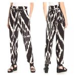 Theory 100% Silk Trousers Gunilla Interlace Ikat Black White Paperbag Pant Sze 6 Photo 13