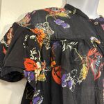 Free People  Sweet Escape Black Tropical Floral Smocked Cropped Top Small EUC Photo 3